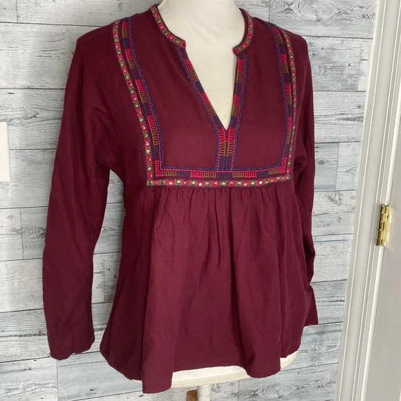 MADEWELL EMBROIDERED BOHÈME BOHO PEASANT POPOVER TOP - Picture 6 of 10